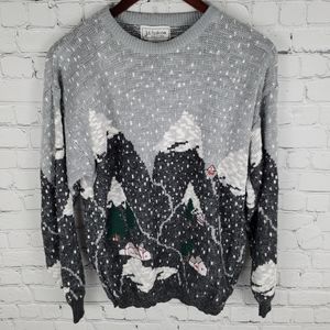 JS FASHION | vintage knit mountain scene crewneck sweater